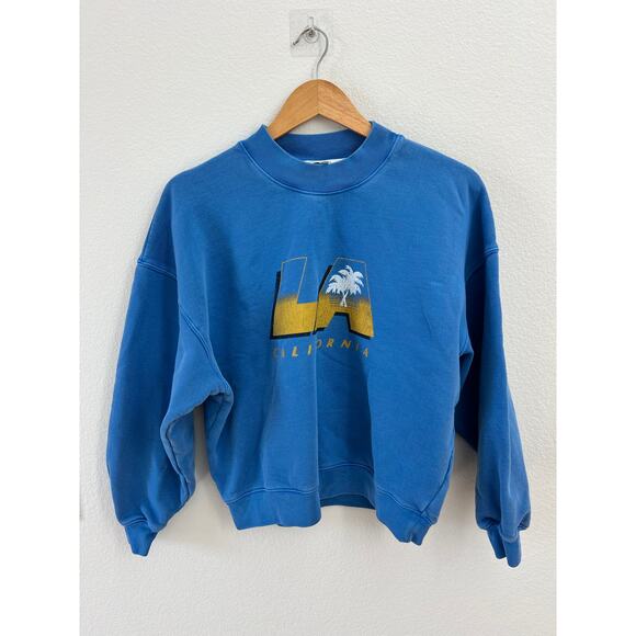 Frame Vintage La Sweatshirt in Washed Bright Blue S - Picture 4 of 10